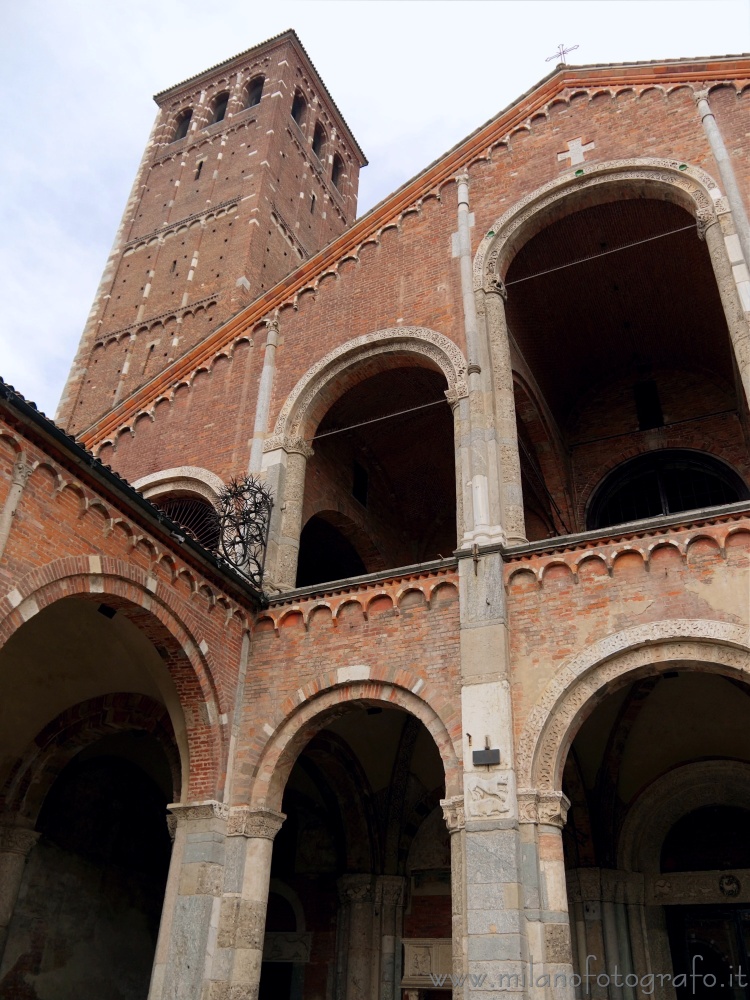 Milan (Italy) - Detail of the facade of Sant Ambrogio
